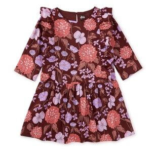 NWT Tea Collection Ruffle Sleeve Dress - Fleurs de France Size 8